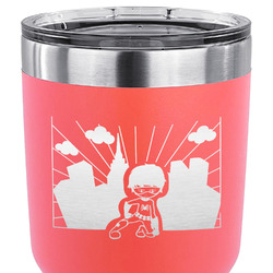 Superhero in the City 30 oz Stainless Steel Tumbler - Coral - Double Sided (Personalized)