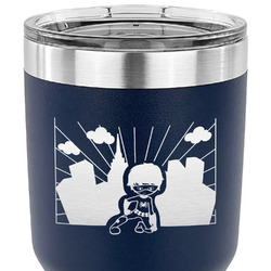 Superhero in the City 30 oz Stainless Steel Tumbler - Navy - Single Sided