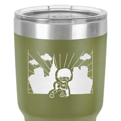 Superhero in the City 30 oz Stainless Steel Tumbler - Olive - Double-Sided (Personalized)
