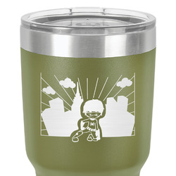 Superhero in the City 30 oz Stainless Steel Tumbler - Olive - Single-Sided