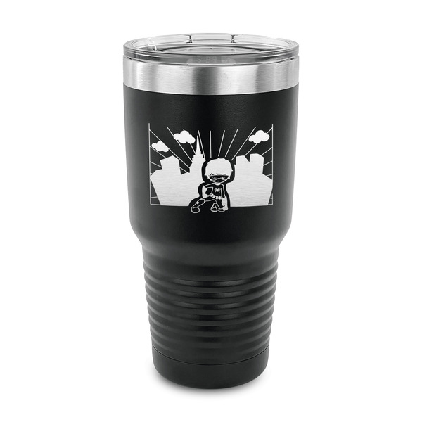 Custom Superhero in the City 30 oz Stainless Steel Tumbler - Black - Single Sided