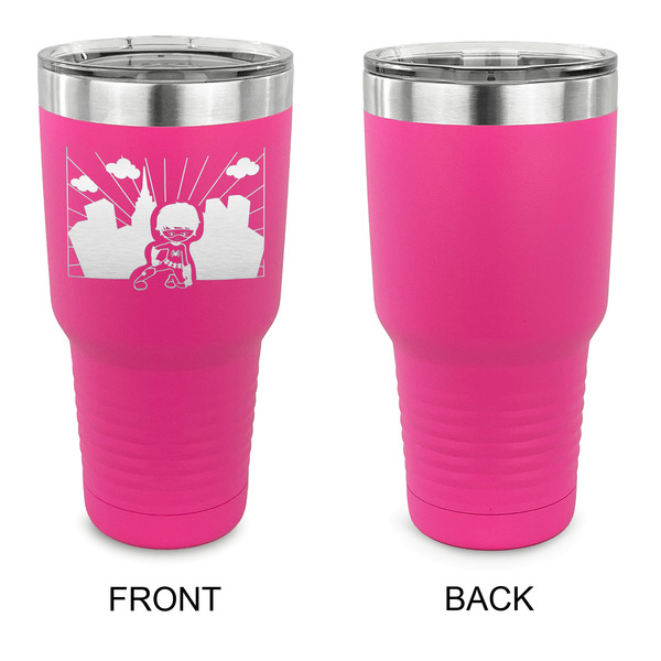 Superhero in the City 30 oz Stainless Steel Ringneck Tumblers - Pink - Single Sided - APPROVAL
