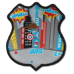 Superhero in the City Iron On Shield Patch C w/ Name or Text