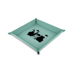 Superhero in the City 6" x 6" Teal Faux Leather Valet Tray
