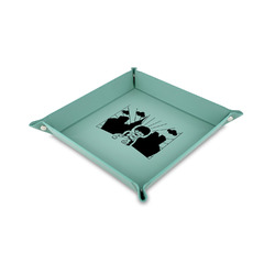 Superhero in the City Faux Leather Dice Tray - 6" x 6" - Teal