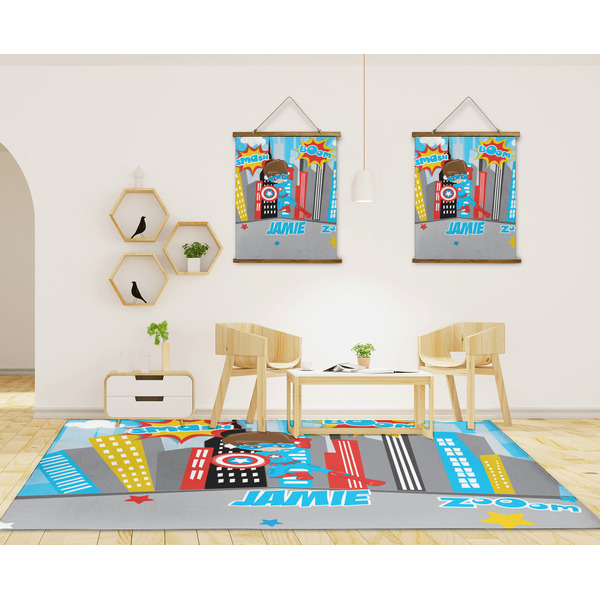 Superhero in the City 8'x10' Indoor Area Rugs - IN CONTEXT