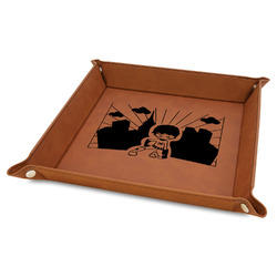 Superhero in the City 9" x 9" Leather Valet Tray w/ Name or Text