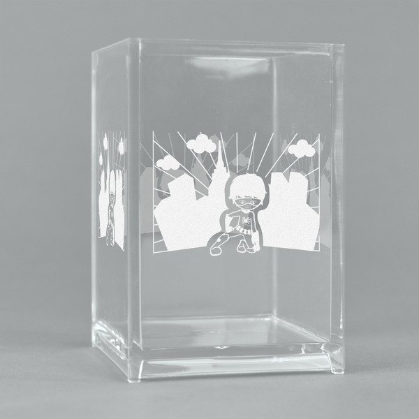 Custom Superhero in the City Acrylic Pen Holder