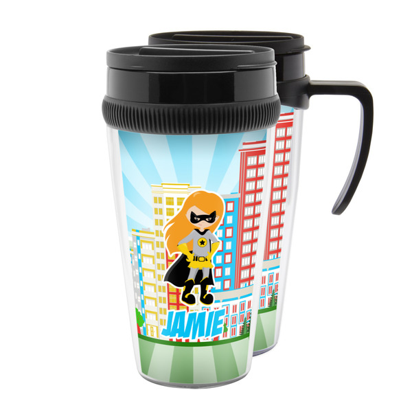 Custom Superhero in the City Acrylic Travel Mug (Personalized)