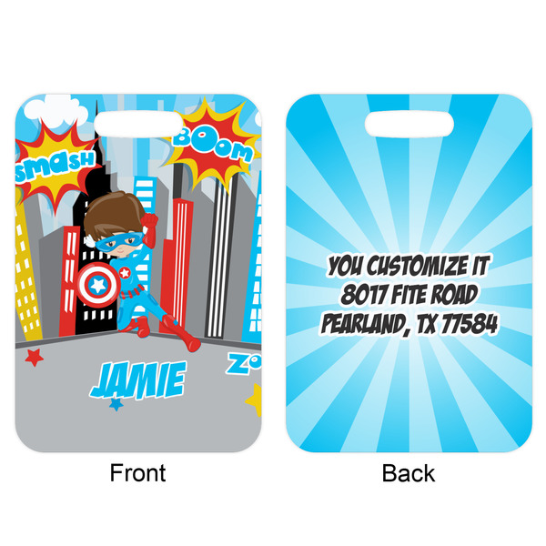 Superhero in the City Aluminum Luggage Tag (Front + Back)