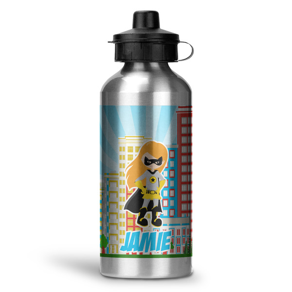 Custom Superhero in the City Water Bottles - 20 oz - Aluminum (Personalized)