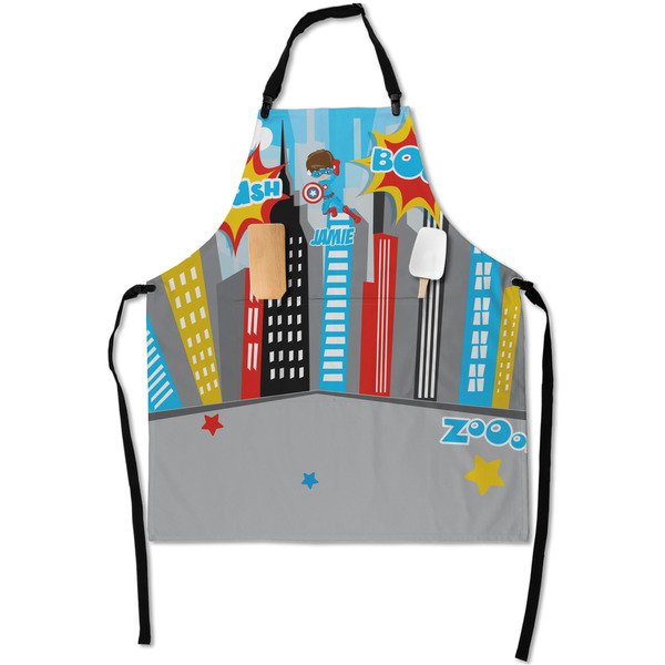 Custom Superhero in the City Apron With Pockets w/ Name or Text