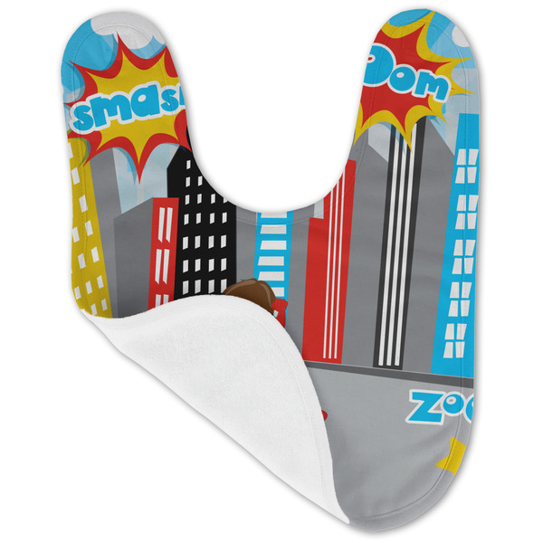 Superhero in the City Baby Bib - AFT folded