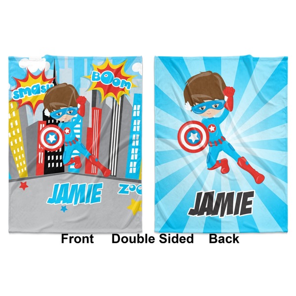Superhero in the City Baby Blanket (Double Sided - Printed Front and Back)