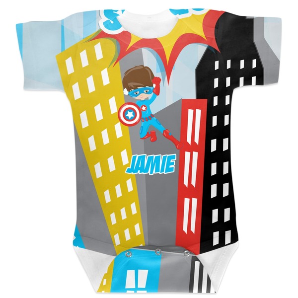 Custom Superhero in the City Baby Bodysuit 0-3 (Personalized)