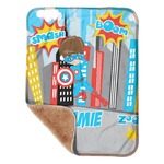 Superhero in the City Sherpa Baby Blanket - 30" x 40" w/ Name or Text