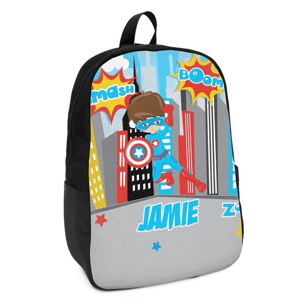 Custom Superhero in the City Kids Backpack (Personalized)