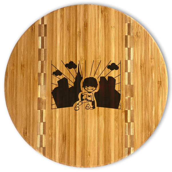 Custom Superhero in the City Bamboo Cutting Board