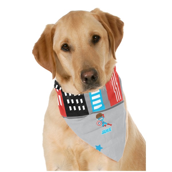 Custom Superhero in the City Dog Bandana Scarf w/ Name or Text