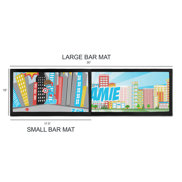 Superhero in the City Bar Mats - Sizing Chart