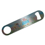 Superhero in the City Bar Bottle Opener - Silver w/ Name or Text