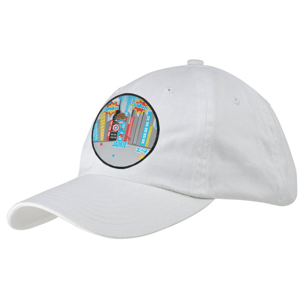 Custom Superhero in the City Baseball Cap - White (Personalized)