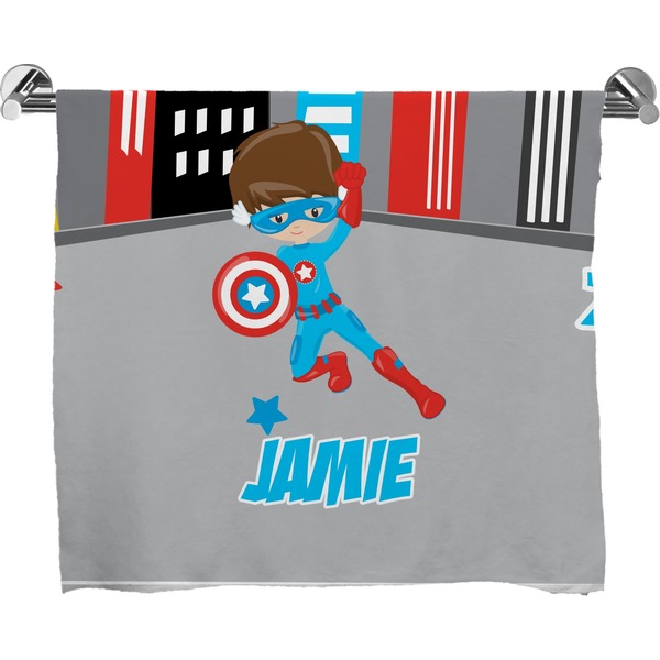 Custom Superhero in the City Bath Towel (Personalized)