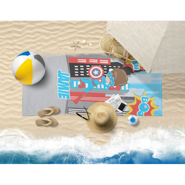 Superhero in the City Beach Towel Lifestyle