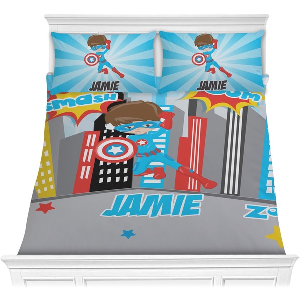 Custom Superhero in the City Comforter Set - Full / Queen (Personalized)