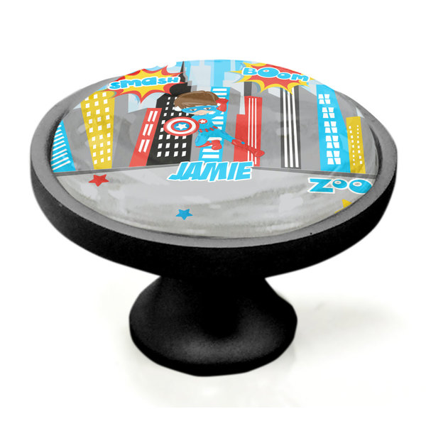 Superhero in the City Black Custom Cabinet Knob (Side)