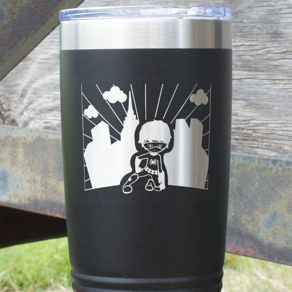 Superhero in the City Black Polar Camel Tumbler - 20oz - Close Up