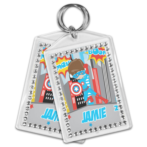 Superhero in the City Bling Keychain - MAIN