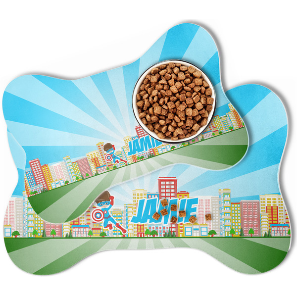 Superhero in the City Bone Shaped Dog Mats - MAIN