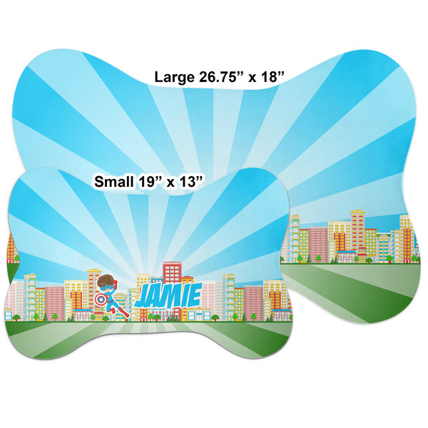 Superhero in the City Bone Shaped Mat Comparison