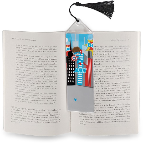 Superhero in the City Bookmark with tassel - In book