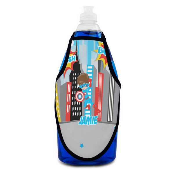 Superhero in the City Bottle Apron - Soap - FRONT