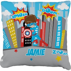 Superhero in the City Faux-Linen Throw Pillow 20" (Personalized)