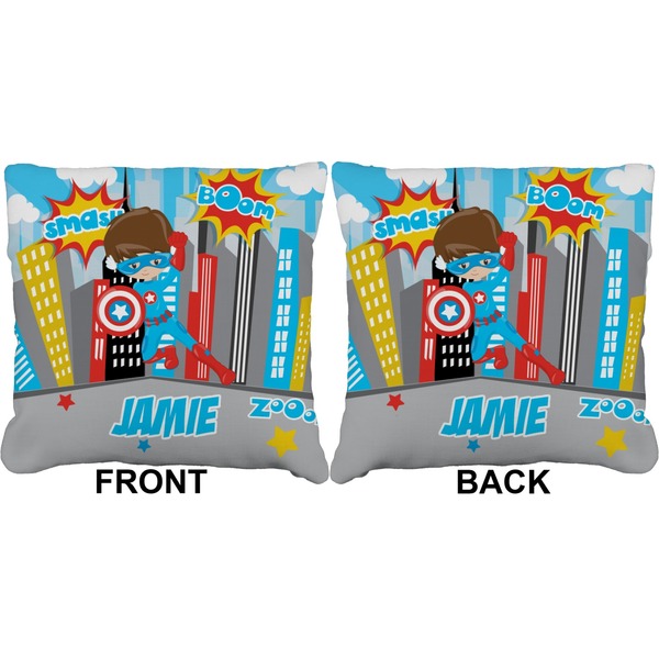 Superhero in the City Burlap Pillow Approval