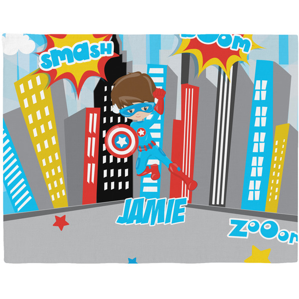 Custom Superhero in the City Woven Fabric Placemat - Twill w/ Name or Text