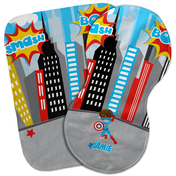 Custom Superhero in the City Burp Cloth (Personalized)
