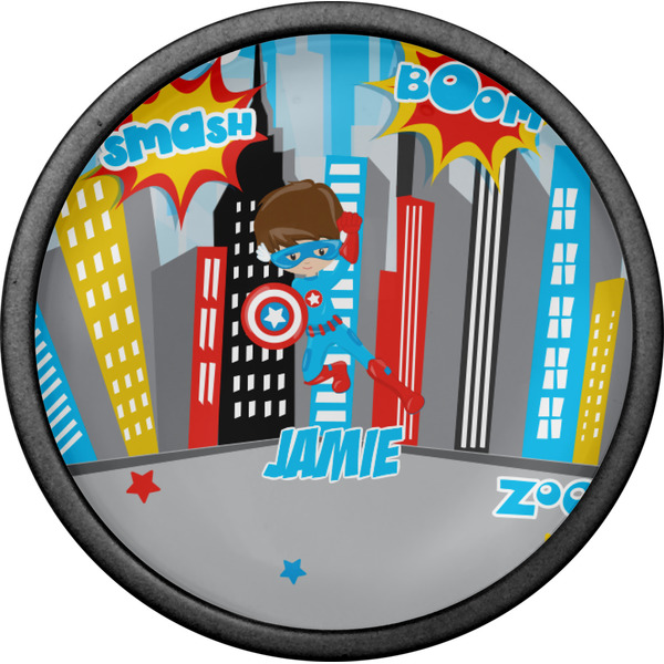 Superhero in the City Cabinet Knob - Black - Front