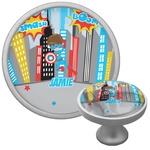 Superhero in the City Cabinet Knob (Silver) (Personalized)