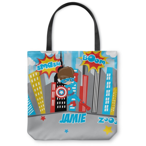 Custom Superhero in the City Canvas Tote Bag - Medium - 16"x16" (Personalized)