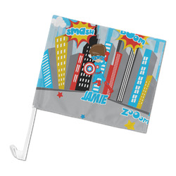 Superhero in the City Car Flag (Personalized)
