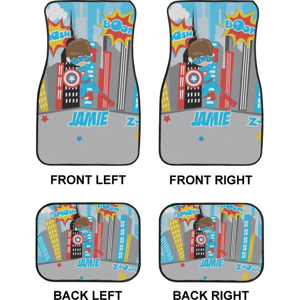 Superhero in the City Car Floor Mats Set (2F + 2B)