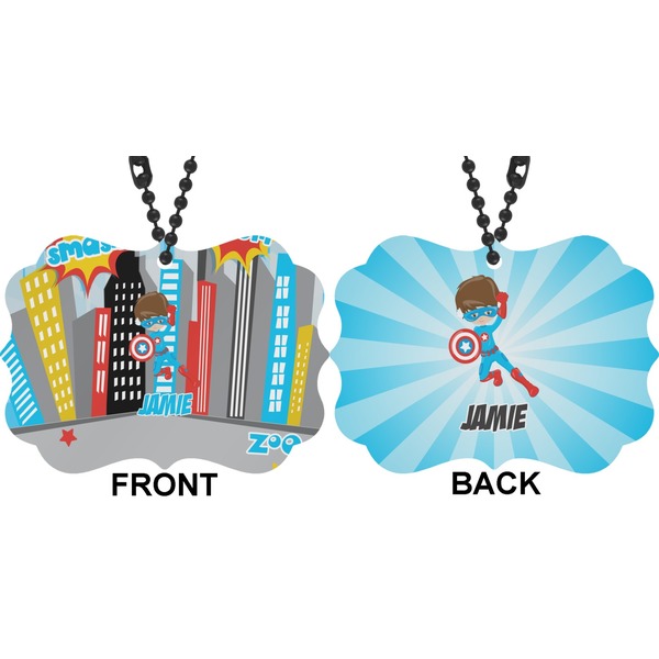 Superhero in the City Car Ornament (Approval)