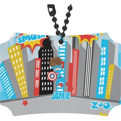 Superhero in the City Rear View Mirror Ornament (Personalized)