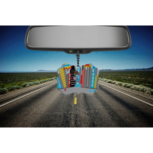 Superhero in the City Car Ornament (Road)