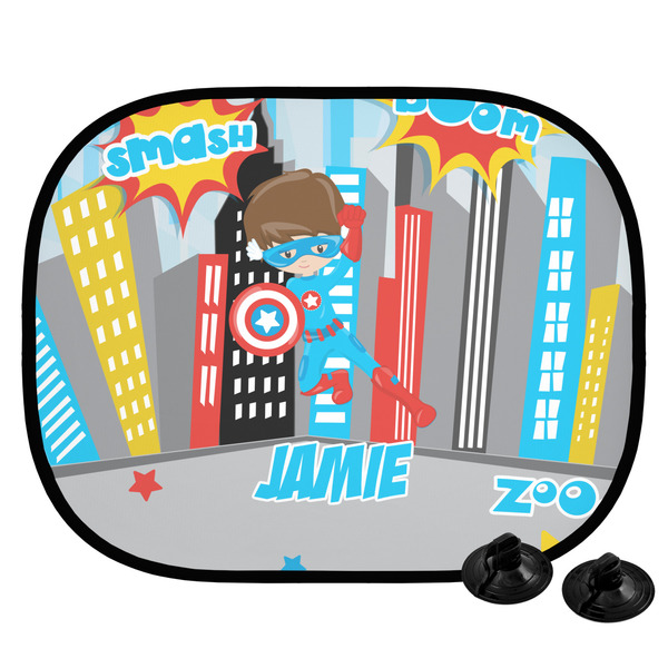 Custom Superhero in the City Car Side Window Sun Shade (Personalized)