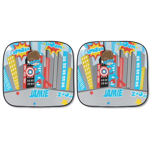 Superhero in the City Car Sun Shades - FRONT